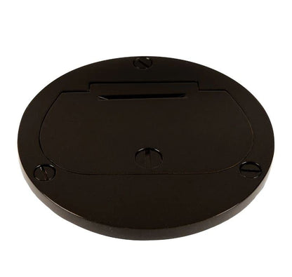 Flush Mounted Round Floor Box (Single Flip Lid | Power, Dark Bronze) - color: Dark Bronze, size: Single Flip Lid | Power