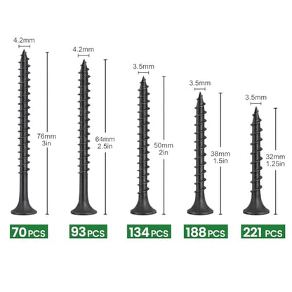 meite Sheetrock Drywall Screws #8 x 2-1/2 Inch Coarse Thread Wood Screw for Dry Wall, Black, Phillips Drive, Bugle Head 93PCS - size: #8 x 2-1/2 Inch
