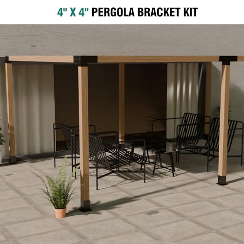 HAYOHRT Pergola Brackets, Woodworks Pergola Kit 4PC 3-Way Corner Bracket & 2PC 4-Way Bracket & 4PC Post Base for 4x4'' (Actual: 3.5x3.5'') Wood Beams Elevated Wood Stand Kit Pergola/Gazebo Kit - size: 4P 3-Way Bracket + 2P 4-Way Bracket + 4P Base