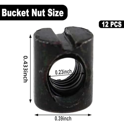 M6 Barrel Nuts 10 x 11mm Dowels Slotted Nuts Horizontal Hole Hardware Replacement Kit for Crib Bed Headboards Chairs Furniture (Black, 12 Pcs)