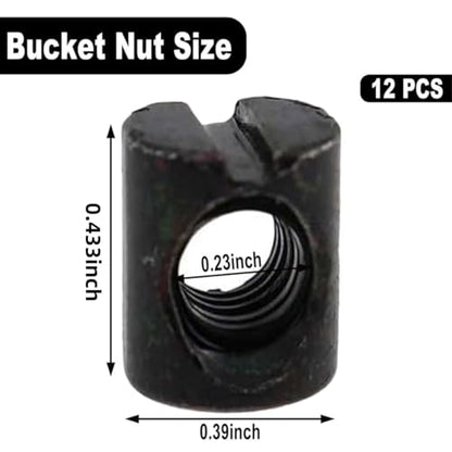 M6 Barrel Nuts 10 x 11mm Dowels Slotted Nuts Horizontal Hole Hardware Replacement Kit for Crib Bed Headboards Chairs Furniture (Black, 12 Pcs)
