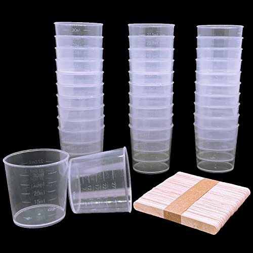 60 Pcs Plastic Graduated Cups, 30ml/1oz Clear Scale Cups