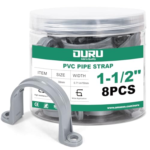 OURU 1-1/2 Inch PVC Pipe Straps, 2-Hole Plastic Conduit Clamp, 8PCS - size: 1-1/2"
