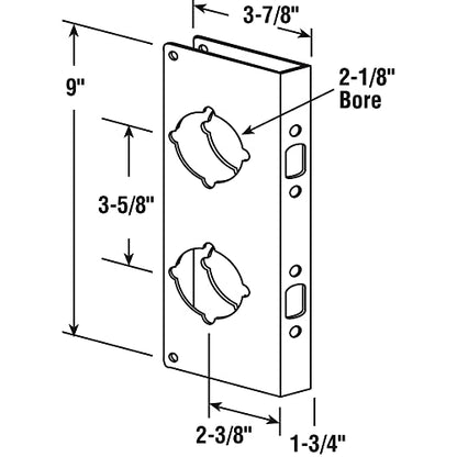 Prime-Line U 9577 Brass Lock and Door Reinforcement Plate for 1-3/4 In. Thick Doors, Brass Finish (Single Pack),Antique Brass