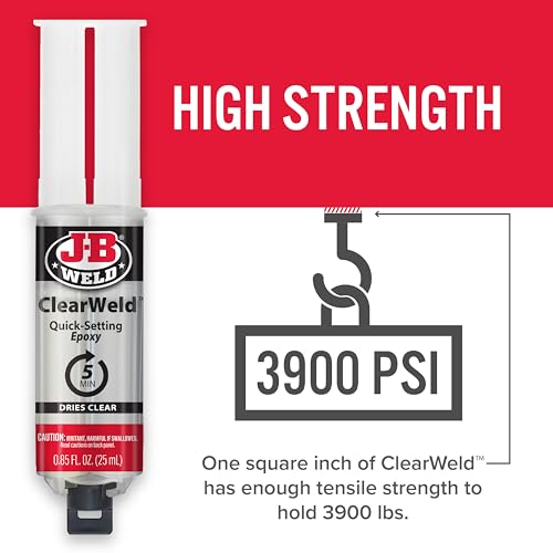 J-B Weld 50112 ClearWeld 5 Minute Set Epoxy Syringe - Clear - 25 ml, 25ml - size: 25ml