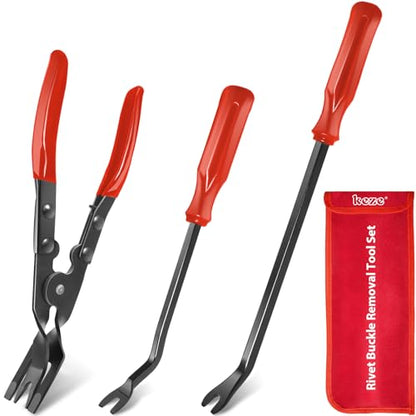 Keze 3 Pcs Auto Clip Pliers Set and Fastener Remover Tool - color: Red-Auto Clip Pliers Set