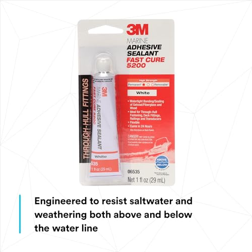 3M Marine Adhesive Sealant 5200FC, Fast Cure, White, 1 oz Tube - size: 1 fl oz Tube