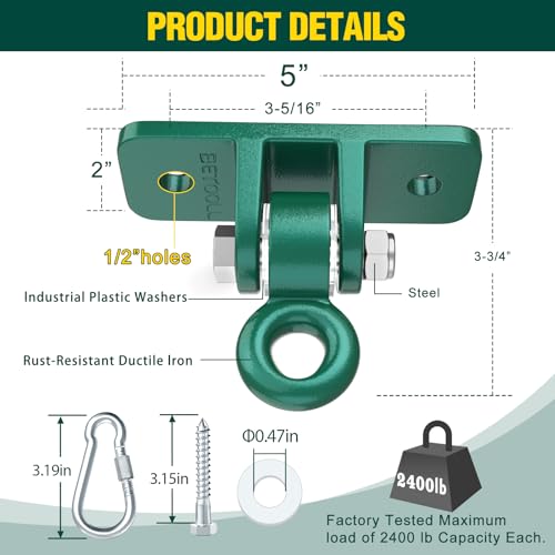 BETOOLL Swing Sets Brackets - 2 A-Frame Swing Set Brackets and 4 Swing Hangers and Trapeze Swing Bar with All Mounting Heavy Duty Hardware Included - Swing Set Kit for Porch, Yard, Playground - Green - color: 2 A-Frame Swing Set Brackets +4 Swing Hangers