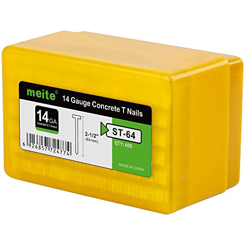 meite 14 Gauge Concrete T Nails, 2-1/2 Inch 400PCS x 20 Boxes - size: 2-1/2" Length