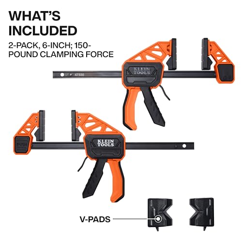 Klein Tools 47550 6-Inch Bar Clamp, 150-Pound Clamping Force, 2-Pack - style: 6-Inch, 2-Pack