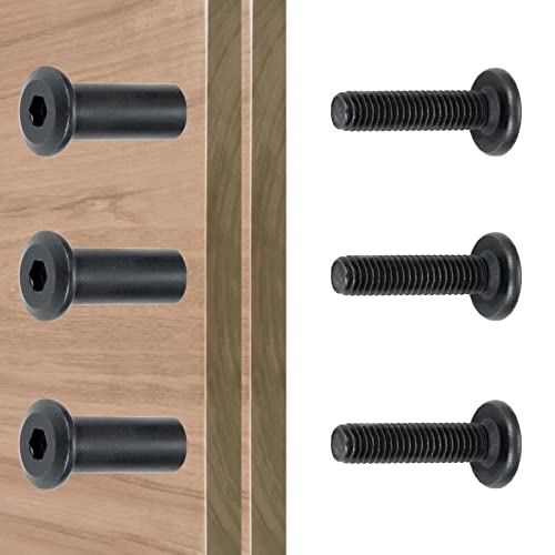 40 Sets Black Furniture Connector Bolts M6x25mm Binding Screws for Wood - color: M6x25mm-Black-D
