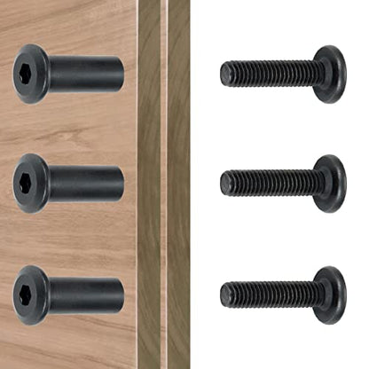 40 Sets Black Furniture Connector Bolts M6x25mm Binding Screws for Wood - color: M6x25mm-Black-D