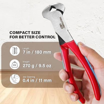 HAUTMEC 7 Inch Nail Puller Pliers Tool, CR-Ni Steel End Cutting Pliers with Non-Slip Grip, Nail Remover Tool with Polished Finish, End Cutting Nippers Tool for Pulling Nails and Wires HT0158-CP - color: 7" Nail Puller Pliers