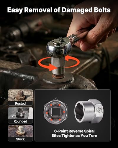 VEVOR Bolt Extractor Set, 32-Piece Bolt and Nut Remover Set, 6mm to 10mm, 13/32" to 3/4", CR-MO Steel Extraction Socket Set with Storage Case, for Removing Damaged Rusted Bolts, Nuts and Screws - size: 33 PCS