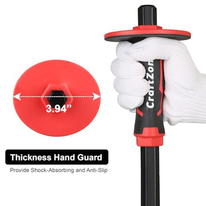 Masonry Chisel, Heavy Duty Flat End Rock Concrete Mortar Stone Brick Chisel with Protective Hand Guard for Breaking Carving Splitting Cutting Mason Tools (12-Inch) - size: 12in