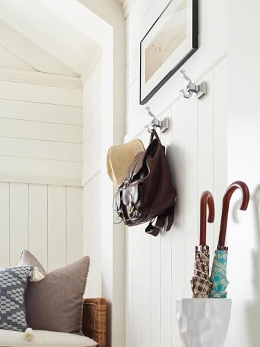 Amerock Mulholland Double Prong Chrome Wall-Mounted Hook - color: Chrome, size: Robe Hook