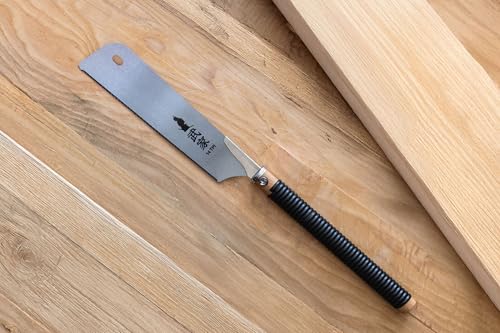 Clarke Brothers Japanese style Pull Saw Set of 2 – Kataba & Dozuki 10 Inch Blades with 1 Rattan Wooden Handle – Silver and Black Steel Blades, 14 TPI & 21 TPI – Woodworking Hand Saw Kit