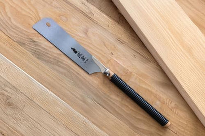 Clarke Brothers Japanese style Pull Saw Set of 2 – Kataba & Dozuki 10 Inch Blades with 1 Rattan Wooden Handle – Silver and Black Steel Blades, 14 TPI & 21 TPI – Woodworking Hand Saw Kit