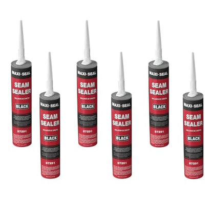 Maxi-Seal Black Polyurethane Seam Sealer (6-Pack, 10.5oz Tube) Durable & Flexible Auto Body Filler for OEM Seams | Brushable for Bare/Painted Surfaces 87291 - style: 6 Pack