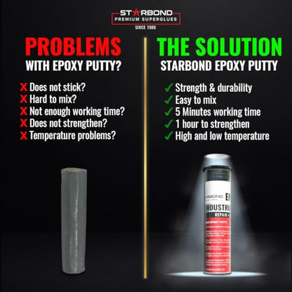 STARBOND 2 oz. White Epoxy Putty Stick – High-Temperature Resistant, BPA-Free Epoxy Repair Putty – Rock-Hard Cure for Automotive, Plumbing, Woodworking & DIY Projects - color: White