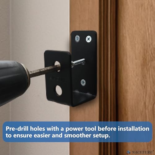 NACETURE Heavy Duty Door Barricade Brackets, Black, 2 Pack - style: Black 2 Pack