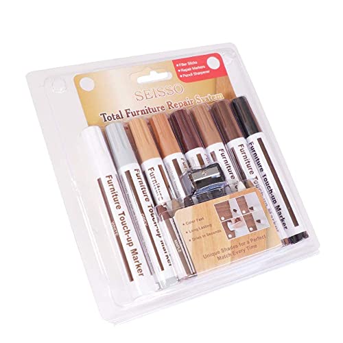 DEWEL Furniture Touch Up Markers, 17-Piece Wood Repair Kit with Wax Sticks - color: Black, Gray, Maple, Oak, Cherry, Walnut, Mahogany, White