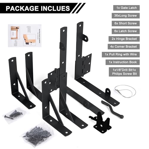 Gate Corner Brace Bracket Anti Sag Gate Frame Hardware Kit for Wooden Gate Fence with a Latch - size: Double Door Set