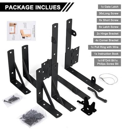 Gate Corner Brace Bracket Anti Sag Gate Frame Hardware Kit for Wooden Gate Fence with a Latch - size: Double Door Set