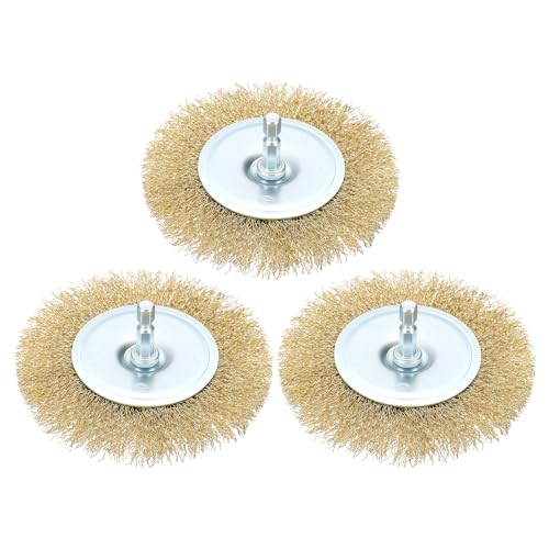 DTGN 3 Pcs 4 Inch Wire Wheel Brush for Drill, 1/4 Inch Hex Shank - size: 4 inch