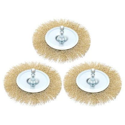 DTGN 3 Pcs 4 Inch Wire Wheel Brush for Drill, 1/4 Inch Hex Shank - size: 4 inch