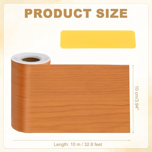Wood Grain Repair Tape 4" x33', Self Adhesive Realistic Textured Repair Patch Peel and Stick Wood Tape with Scraper for Floor Door Window Furniture Table Red Cherry