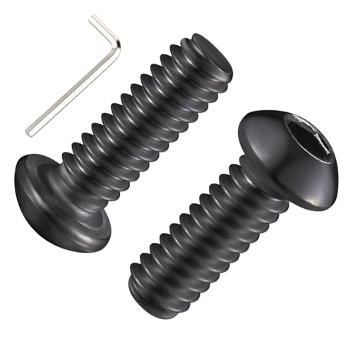 Wensilon (50Pcs) 1/4-20 * 3/4 Button Head Socket Cap Bolts Screws, 304 Black Stainless Steel, Allen Hex Drive, Bright Finish, Fully Machine Thread - color: Black, size: A 1/4-20*3/4