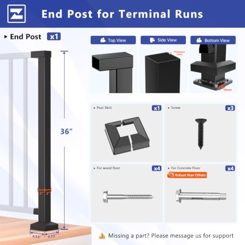 Modular 36 in. Aluminum Deck Railing Post for Aluminum Rail Kit - color: Level 1 End Post