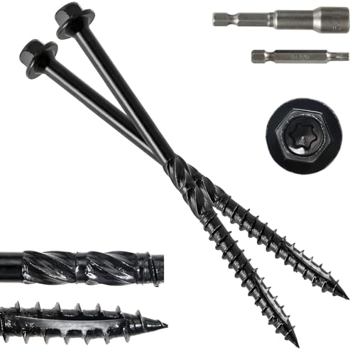 #14 x 5 Wood Structural Screws - color: Black, size: 5 Inch
