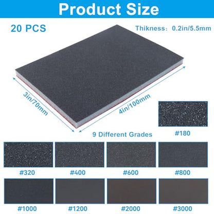 20Pcs 400 Grit Sanding Sponge Set - style: 400 Grit-20 Pcs