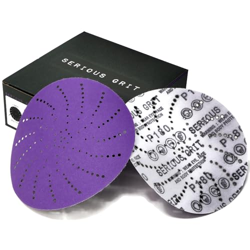 Serious Grit - 6-Inch P180 Grit Ceramic Multi-Hole Sanding Discs - 50 Pack - size: 180 Grit