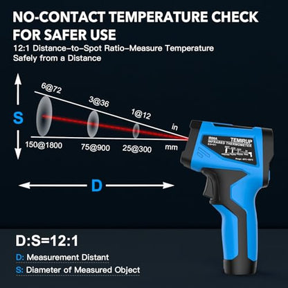 Infrared Thermometer Temperature Gun with Color LCD, IR Temp Gun -40℉~1202℉