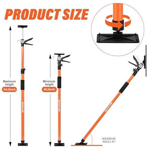 Adjustable Support Pole - Cabinet Jack, Drywall Lift, 45"-114" Adjustable Height, Supports Up to 154lbs, 3rd Hand,Cabinet Jacks for Installing cabinets,Ceiling, Cargo Bars - size: 45"-114" 2PC