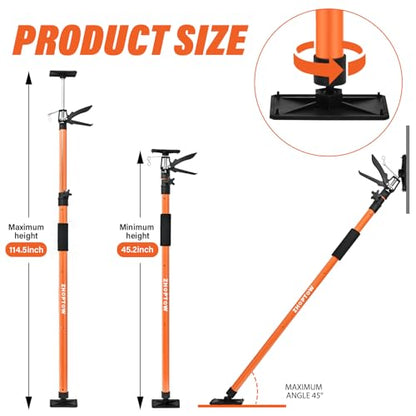 Adjustable Support Pole - Cabinet Jack, Drywall Lift, 45"-114" Adjustable Height, Supports Up to 154lbs, 3rd Hand,Cabinet Jacks for Installing cabinets,Ceiling, Cargo Bars - size: 45"-114" 2PC