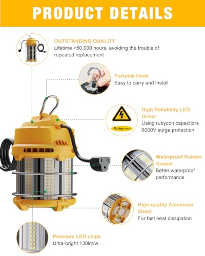 LED Temporary Work Light 60W 7800LM 5000K Construction Light - color: 60W