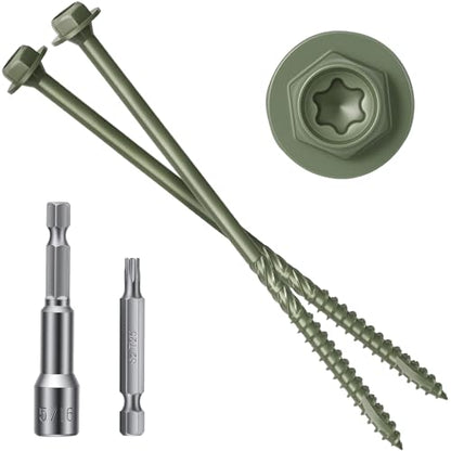 #14 x 8 Wood Structural Screws - color: Green, size: 8 Inch
