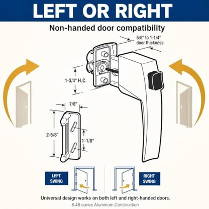 PRIME-LINE Screen & Storm Door Push Button Latch Set, Aluminum, Night Lock - color: Aluminum