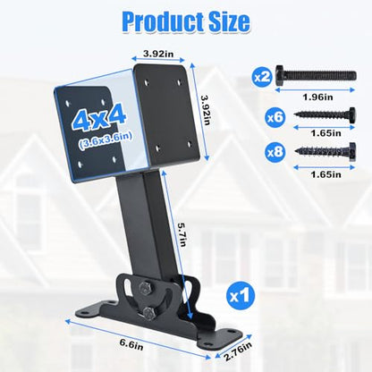 4"x4" Heavy Duty Roof Riser Brackets, 180° Adjustable Angle Pergola Roof Brackets, Black Metal Roof Riser Brackets for Patio Cover, Pergola, Gazebo, Wood Post (1 Pack) - color: Adjustable direction and base, size: 1pcs