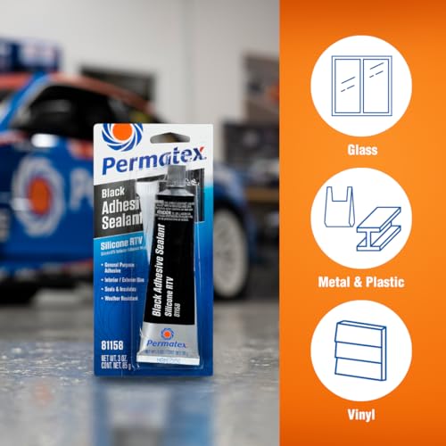 Permatex 81158 Black Silicone Adhesive Sealant, 3 oz. Tube, Pack of 2 - size: Pack of 2