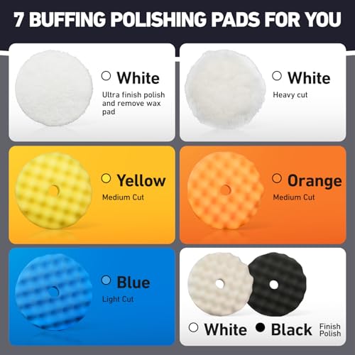 Autolock 5 Inch Buffing Polishing Pads, 7 Pcs 5'' Waffle Foam Buffing Pad - size: 5.5 inch 7 pack