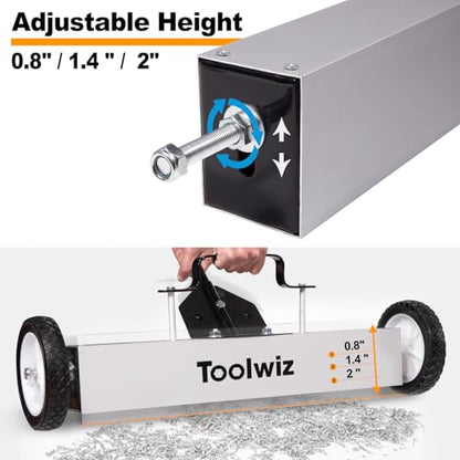 Toolwiz Magnetic Sweeper with Wheels 24" Wide, 33 Lb Capacity Quick Release - size: 24 inches