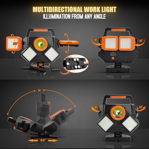 TRESDA 5000LM Rechargeable Work Light, Magnetic LED, Foldable & Rotatable