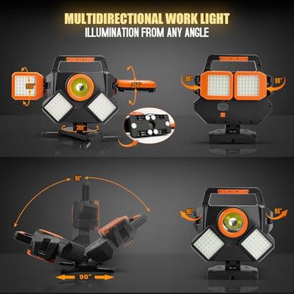 TRESDA 5000LM Rechargeable Work Light, Magnetic LED, Foldable & Rotatable
