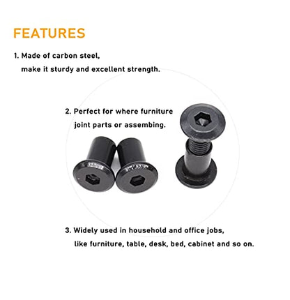 10-Pack Black M8 20mm Countersunk Rivet Socket Cap Connecting Bolts Cap Nuts Assortment Kit for Furniture Connecting - size: M8 x 20mm 10-Pack