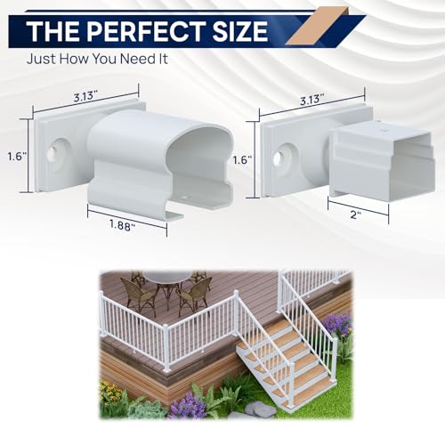Egadis 4 Pack Modular Aluminum Adjustable Railing Bracket, White - color: White Universal Adjustable Bracket - 4x Pack